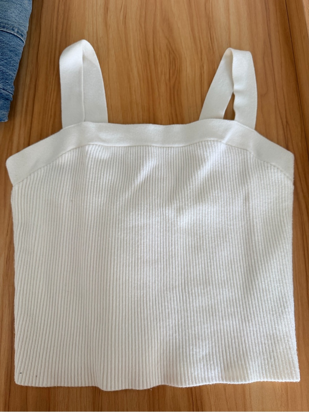 Abercrombie and Fitch Square-Neck Knit Ribbed Cropped Tank Top